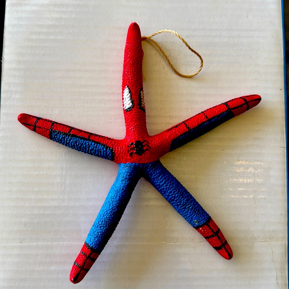 Spider-Man Christmas ornament made from a starfish